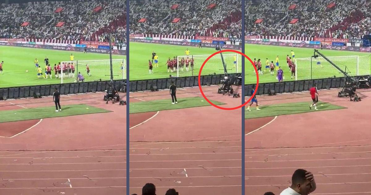 Cristiano Ronaldo ha messo KO un cameraman su punizione, il video